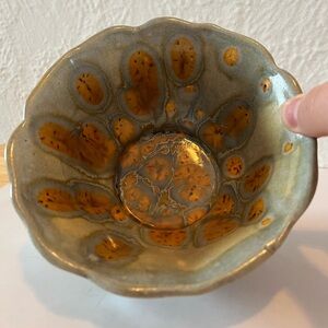 Handcrafted Ceramic Bowl in Blue and Orange